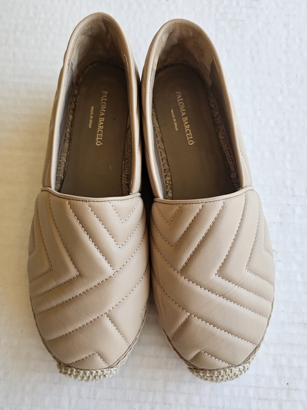Paloma Barcelo Quilted Beige Espadrille Slip-Ons